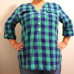Old Navy Green/Navy Blue Plaid Tunic